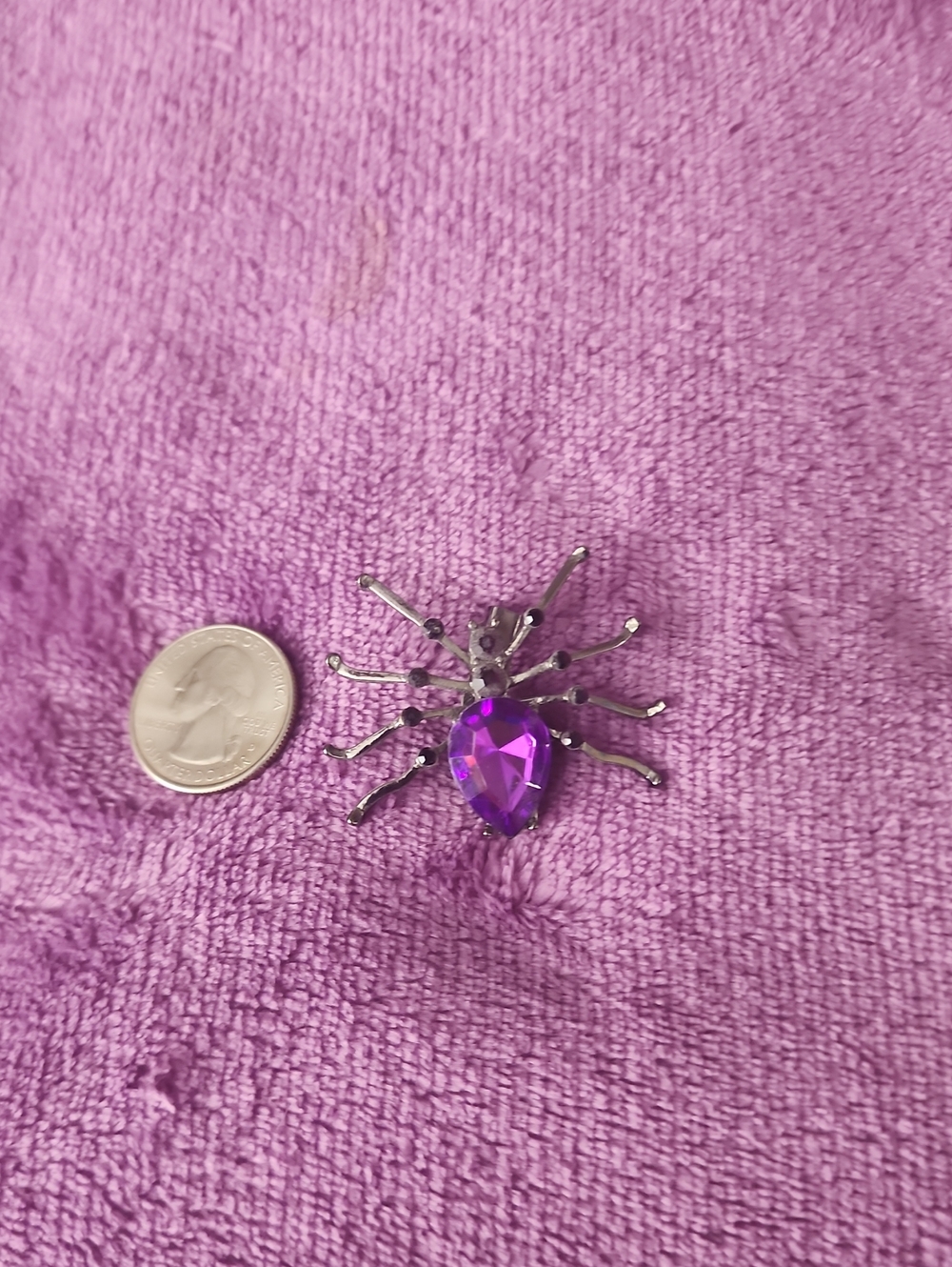 Purple Teardrop Spider Brooch Pin - Women Jewelry